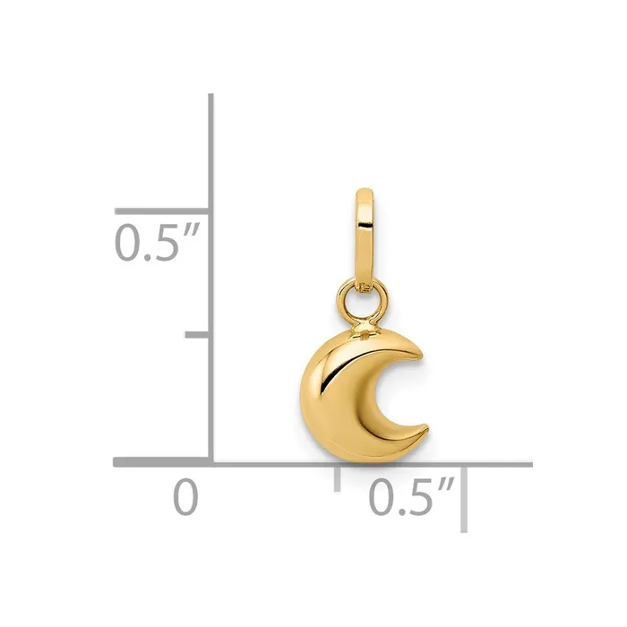 TreasureFineJewelers 14k Yellow Gold Polished Puffed Moon Charm Charm Necklaces