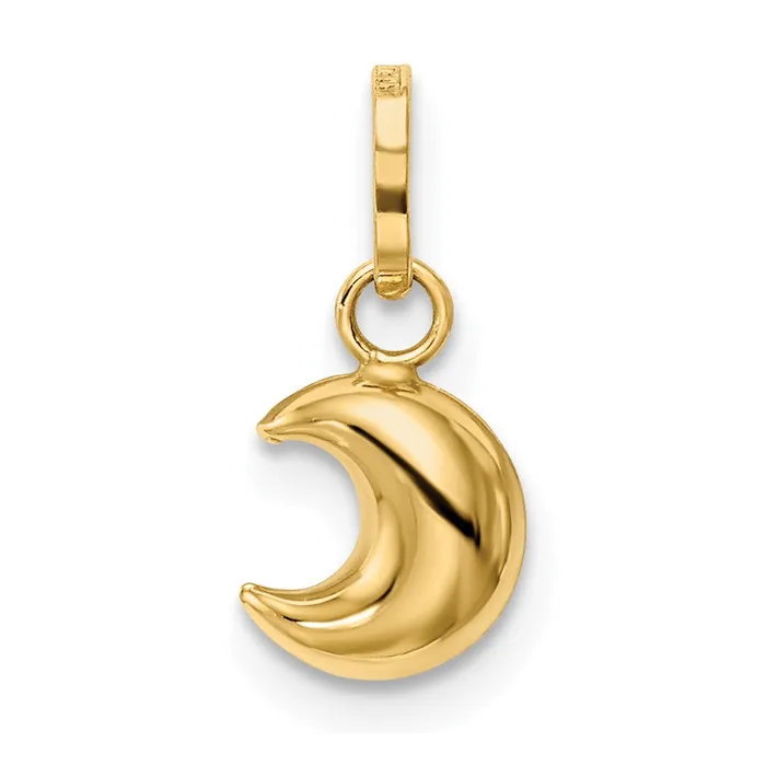 TreasureFineJewelers 14k Yellow Gold Polished Puffed Moon Charm Charm Necklaces