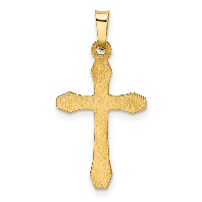 TreasureFineJewelers 14k Yellow Gold Rhodium w Rhodium Hollow Cross Pendant Necklaces