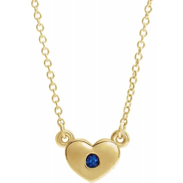 TreasureFineJewelers 14K Yellow LabGrown Blue Sapphire Heart 16 Necklace Necklaces TreasureFineJewelers 14K Yellow LabGrown Blue Sapphire Heart 16 Necklace Necklaces