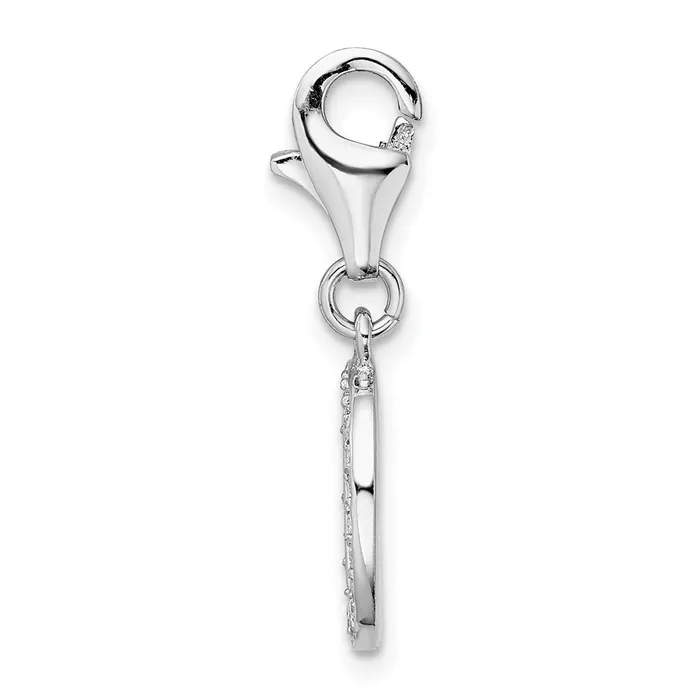 TreasureFineJewelers Amore La Vita Sterling Silver Rhodiumplated Polished CZ Letter D Initial Charm with Fancy Lobster Clasp Necklaces