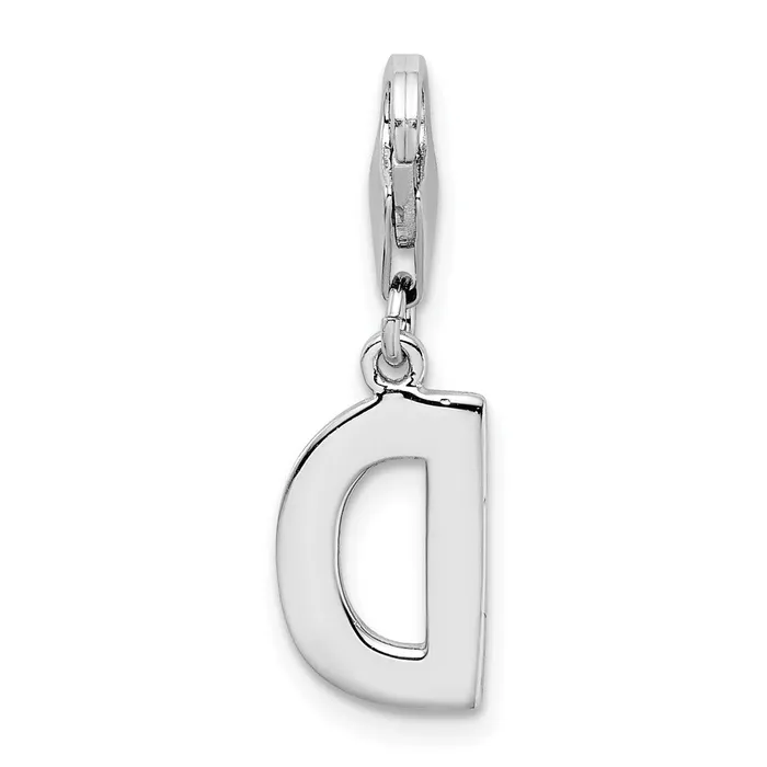 TreasureFineJewelers Amore La Vita Sterling Silver Rhodiumplated Polished CZ Letter D Initial Charm with Fancy Lobster Clasp Necklaces