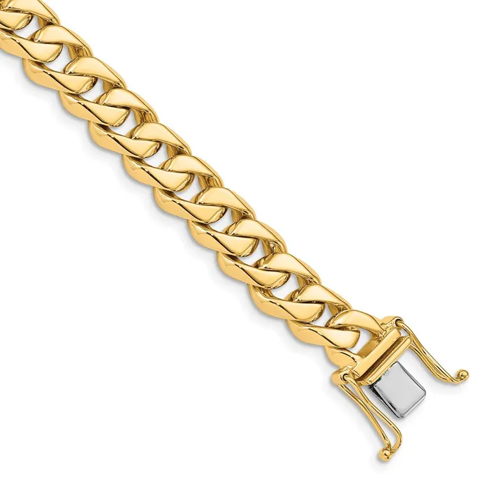 TreasureFineJewelers Bracelets 14K 85 inch 85mm Hand Polished Fancy Traditional Link with Box Catch Clasp Bracelet