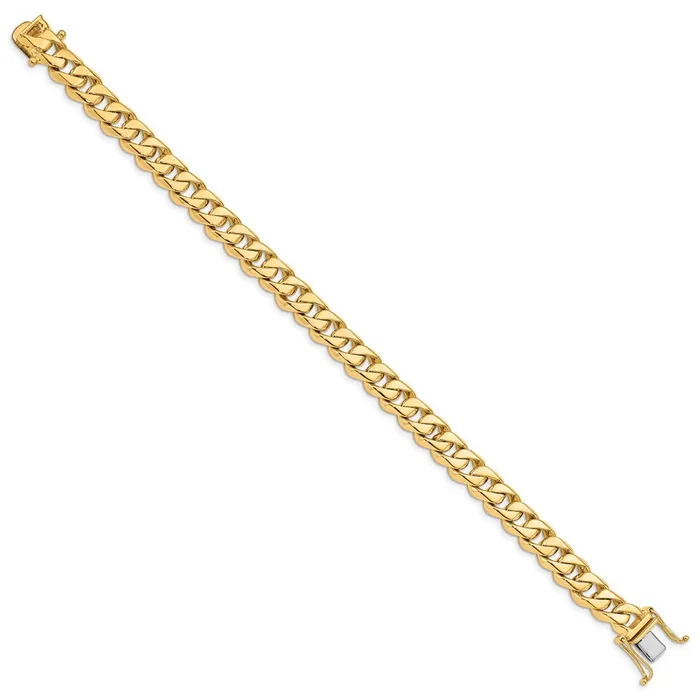 TreasureFineJewelers Bracelets 14K 85 inch 85mm Hand Polished Fancy Traditional Link with Box Catch Clasp Bracelet