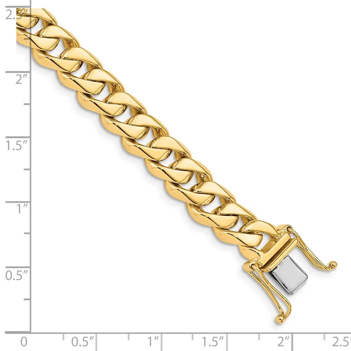 TreasureFineJewelers Bracelets 14K 85 inch 85mm Hand Polished Fancy Traditional Link with Box Catch Clasp Bracelet