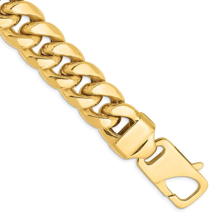 TreasureFineJewelers Bracelets 14K 8 inch 15mm SemiSolid Miami Cuban with Lobster Clasp Bracelet TreasureFineJewelers Bracelets 14K 8 inch 15mm SemiSolid Miami Cuban with Lobster Clasp Bracelet