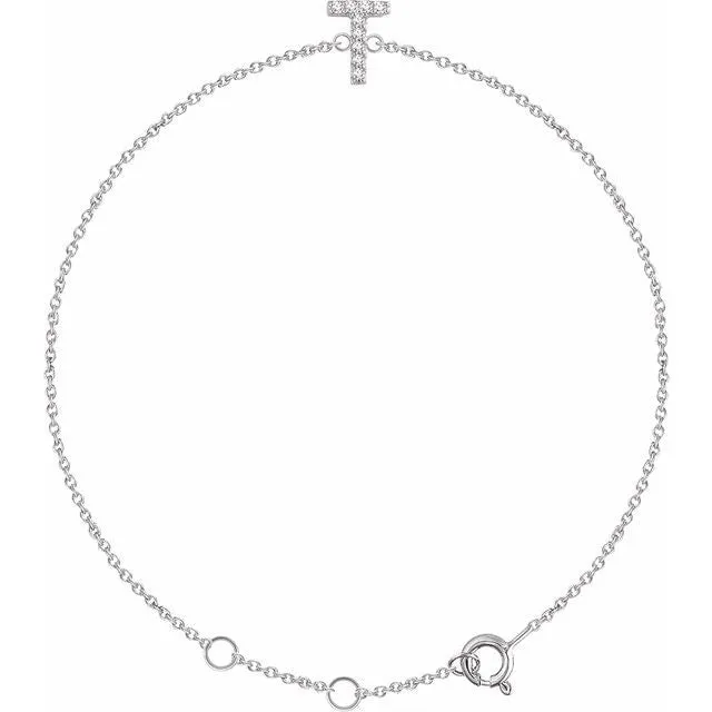 TreasureFineJewelers Bracelets 14K White 05 CTW Diamond Initial T 67 Bracelet TreasureFineJewelers Bracelets 14K White 05 CTW Diamond Initial T 67 Bracelet