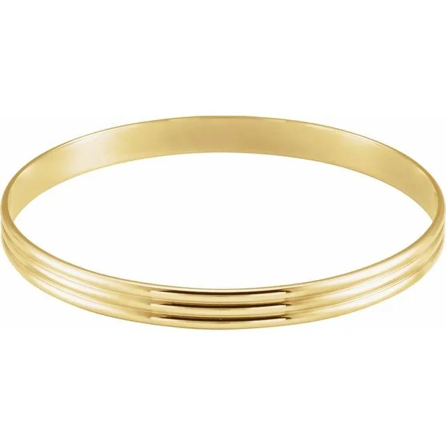 TreasureFineJewelers Bracelets 14K Yellow 6 mm Grooved Bangle Bracelet TreasureFineJewelers Bracelets 14K Yellow 6 mm Grooved Bangle Bracelet