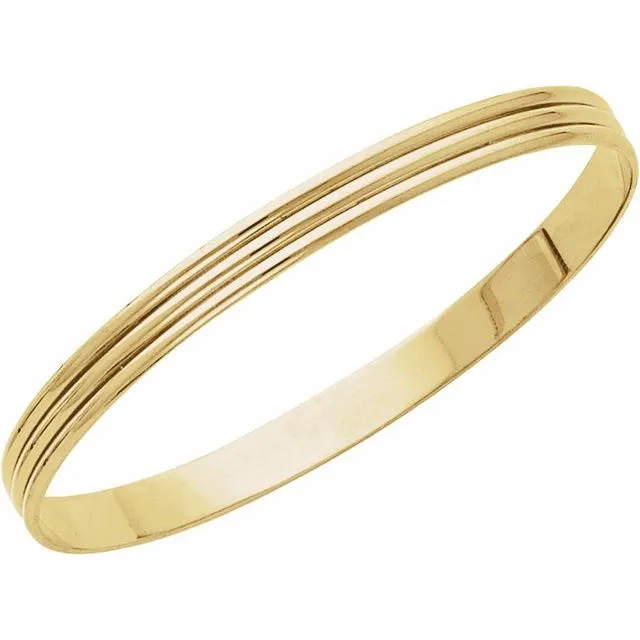 TreasureFineJewelers Bracelets 14K Yellow 6 mm Grooved Bangle Bracelet