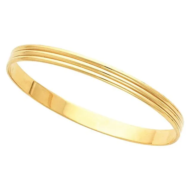 TreasureFineJewelers Bracelets 14K Yellow 6 mm Grooved Bangle Bracelet