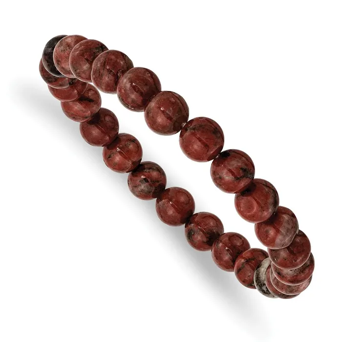 TreasureFineJewelers Bracelets Chisel 8mm Sesame Red Agate Beaded Stretch Bracelet TreasureFineJewelers Bracelets Chisel 8mm Sesame Red Agate Beaded Stretch Bracelet