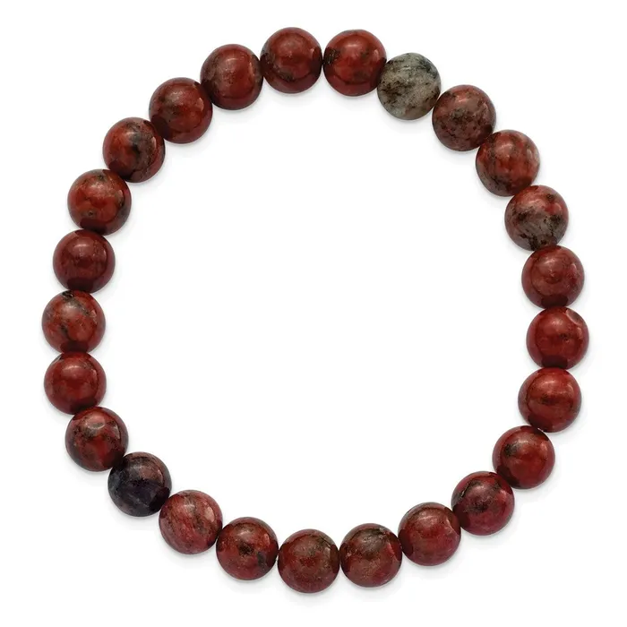 TreasureFineJewelers Bracelets Chisel 8mm Sesame Red Agate Beaded Stretch Bracelet