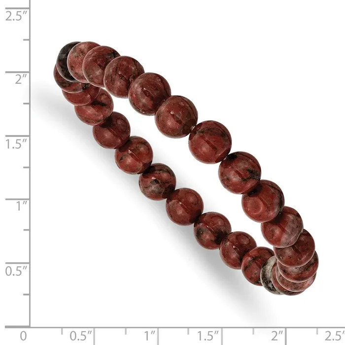 TreasureFineJewelers Bracelets Chisel 8mm Sesame Red Agate Beaded Stretch Bracelet