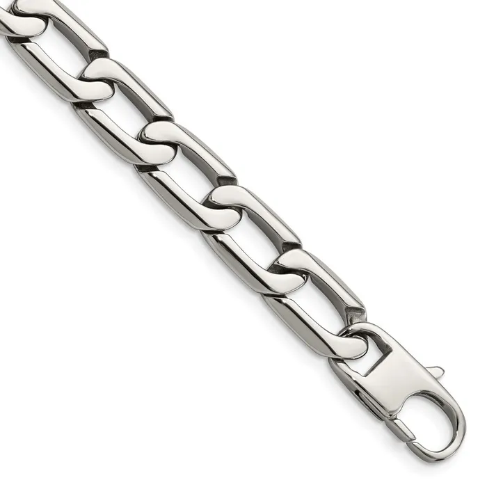 TreasureFineJewelers Bracelets Chisel Stainless Steel Polished 85 inch Open Link Bracelet TreasureFineJewelers Bracelets Chisel Stainless Steel Polished 85 inch Open Link Bracelet