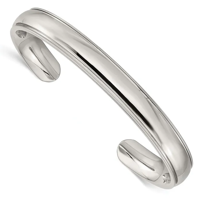 TreasureFineJewelers Bracelets Chisel Stainless Steel Polished and Grooved 9mm Cuff Bangle TreasureFineJewelers Bracelets Chisel Stainless Steel Polished and Grooved 9mm Cuff Bangle