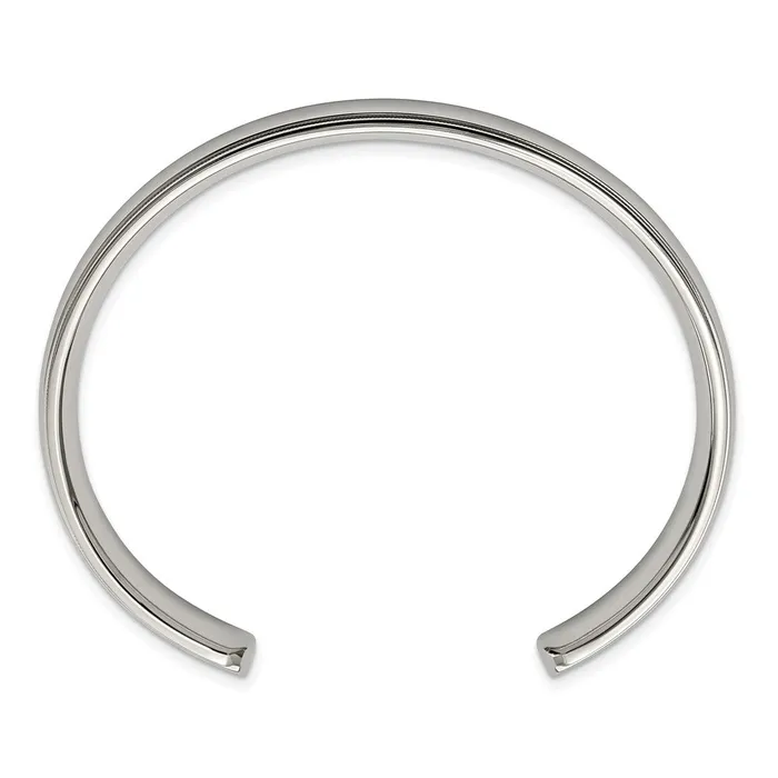 TreasureFineJewelers Bracelets Chisel Stainless Steel Polished and Grooved 9mm Cuff Bangle