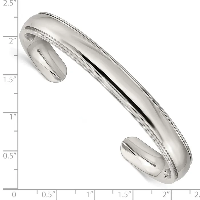 TreasureFineJewelers Bracelets Chisel Stainless Steel Polished and Grooved 9mm Cuff Bangle