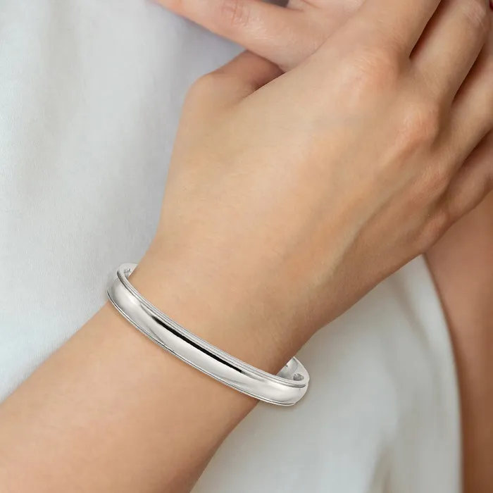 TreasureFineJewelers Bracelets Chisel Stainless Steel Polished and Grooved 9mm Cuff Bangle