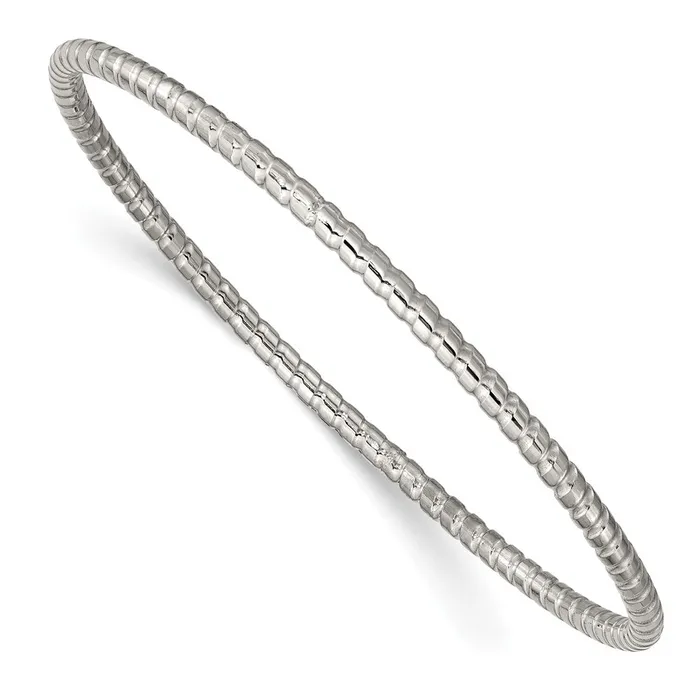 TreasureFineJewelers Bracelets Chisel Stainless Steel Polished and Textured 3mm Bangle TreasureFineJewelers Bracelets Chisel Stainless Steel Polished and Textured 3mm Bangle