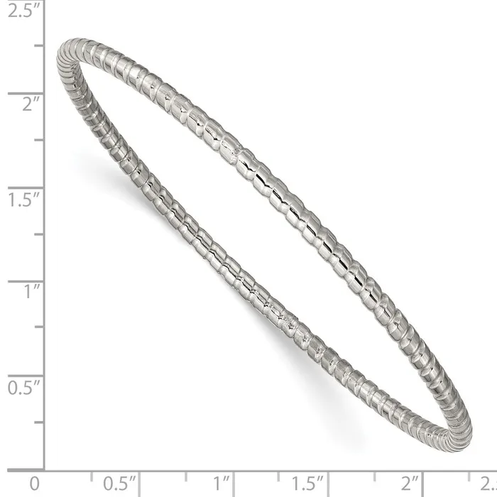 TreasureFineJewelers Bracelets Chisel Stainless Steel Polished and Textured 3mm Bangle