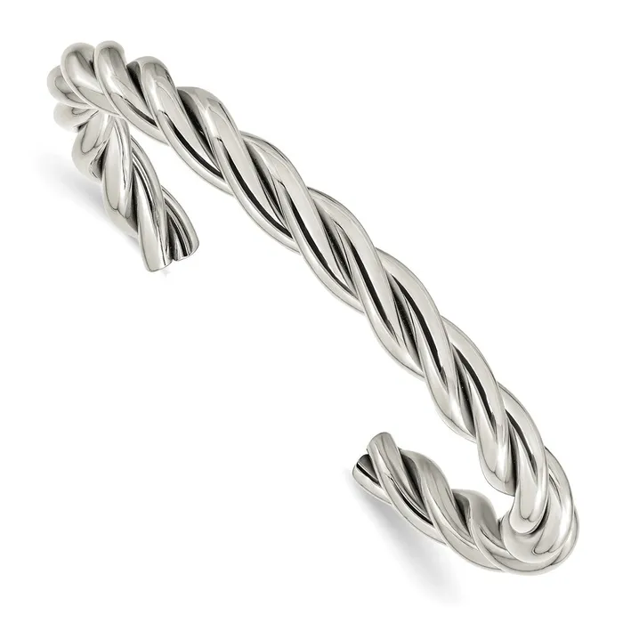 TreasureFineJewelers Bracelets Chisel Stainless Steel Polished Twisted Cuff Bangle TreasureFineJewelers Bracelets Chisel Stainless Steel Polished Twisted Cuff Bangle