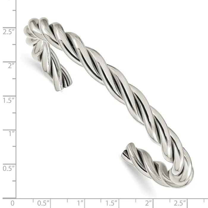 TreasureFineJewelers Bracelets Chisel Stainless Steel Polished Twisted Cuff Bangle