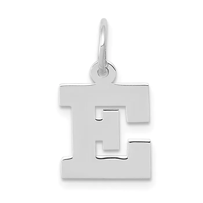 TreasureFineJewelers Charm Necklaces 10k White Gold Small Block Initial E Charm TreasureFineJewelers Charm Necklaces 10k White Gold Small Block Initial E Charm