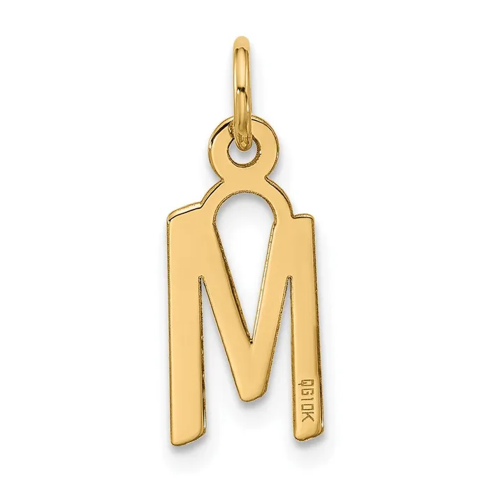 TreasureFineJewelers Charm Necklaces 10k Yellow Gold Large Slanted Block Initial M Charm