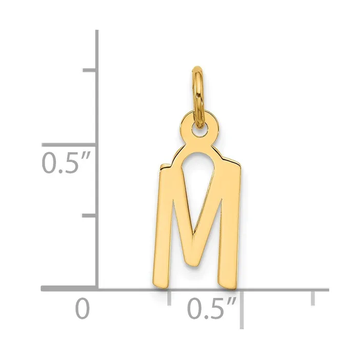 TreasureFineJewelers Charm Necklaces 10k Yellow Gold Large Slanted Block Initial M Charm