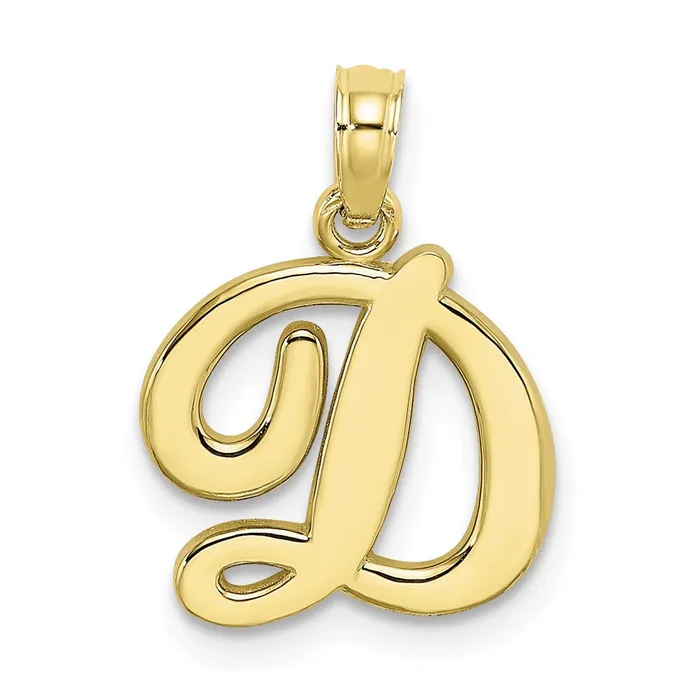 TreasureFineJewelers Charm Necklaces 10k Yellow Gold Polished D Script Initial Charm TreasureFineJewelers Charm Necklaces 10k Yellow Gold Polished D Script Initial Charm