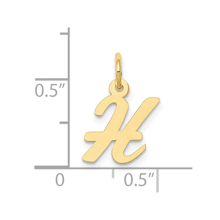 TreasureFineJewelers Charm Necklaces 10k Yellow Gold Small Script Initial H Charm