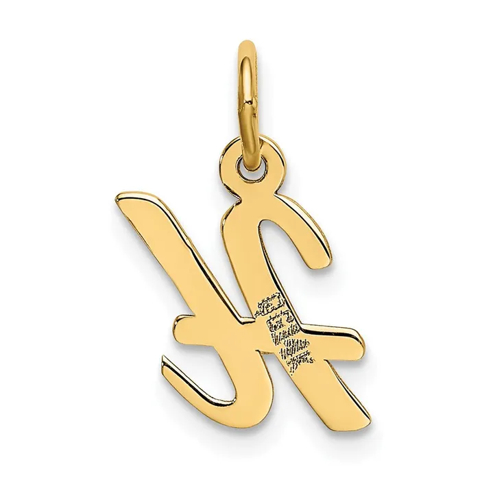TreasureFineJewelers Charm Necklaces 10k Yellow Gold Small Script Initial H Charm