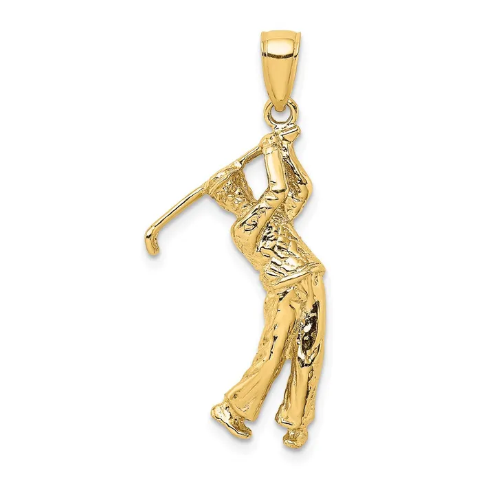 TreasureFineJewelers Charm Necklaces 14k 3D Golfer in Swing Charm
