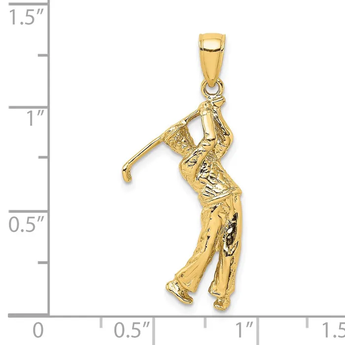 TreasureFineJewelers Charm Necklaces 14k 3D Golfer in Swing Charm