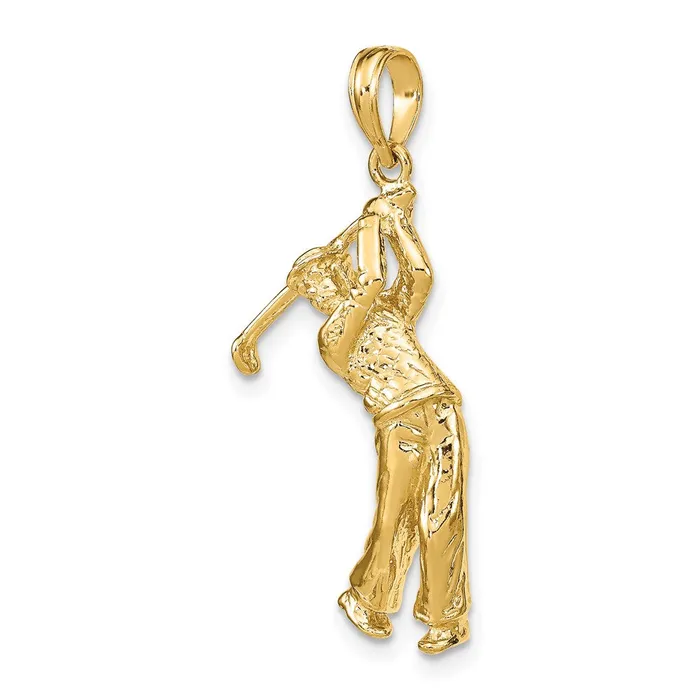 TreasureFineJewelers Charm Necklaces 14k 3D Golfer in Swing Charm