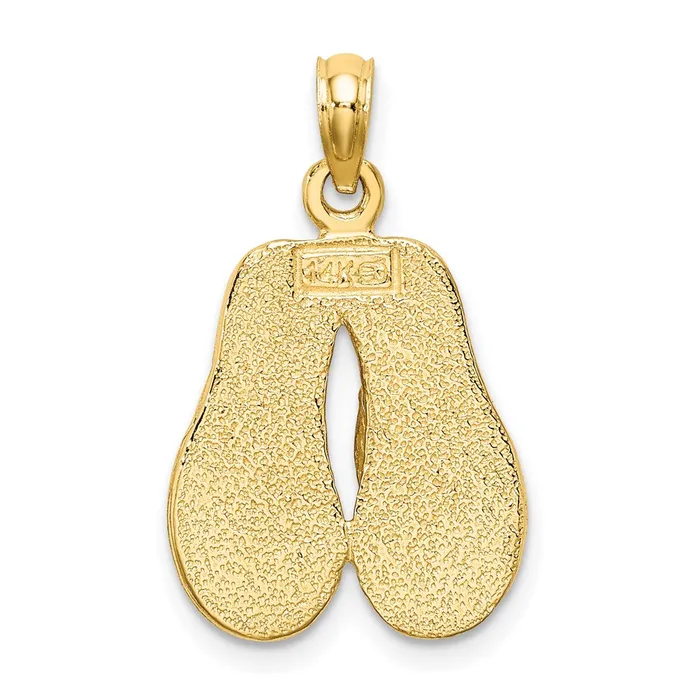 TreasureFineJewelers Charm Necklaces 14k 3D W Pink Enamel Double FlipFlop Charm