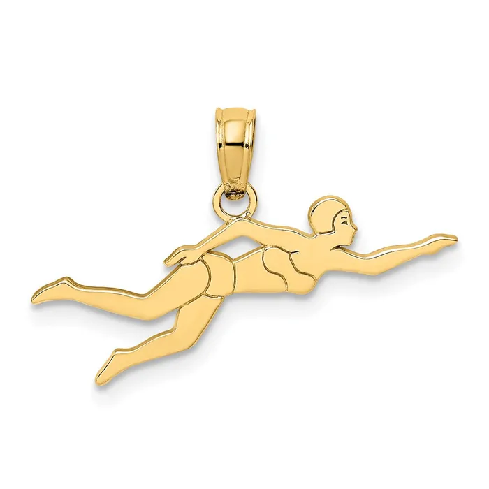 TreasureFineJewelers Charm Necklaces 14k Female Swimmer Charm