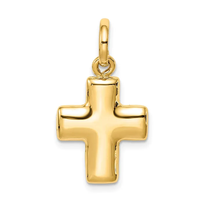 TreasureFineJewelers Charm Necklaces 14k Puffed Cross Charm