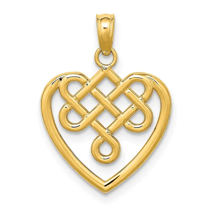 TreasureFineJewelers Charm Necklaces 14K Small Celtic Knot Heart Charm