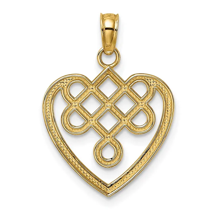 TreasureFineJewelers Charm Necklaces 14K Small Celtic Knot Heart Charm