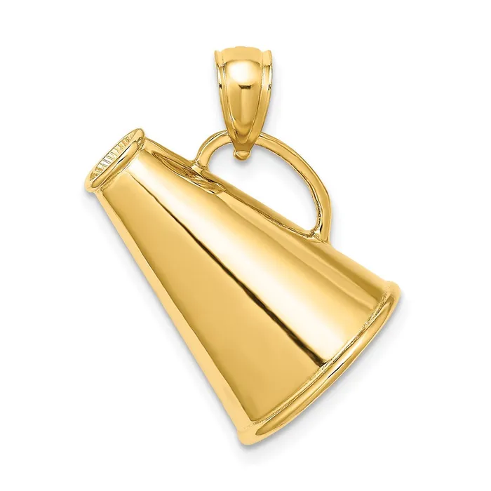 TreasureFineJewelers Charm Necklaces 14k Solid Polished 3D Large Megaphone Charm TreasureFineJewelers Charm Necklaces 14k Solid Polished 3D Large Megaphone Charm