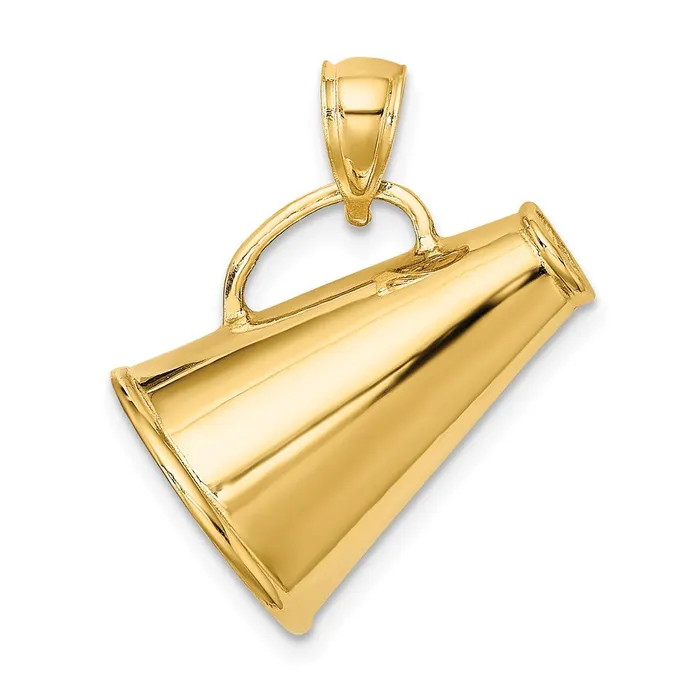 TreasureFineJewelers Charm Necklaces 14k Solid Polished 3D Large Megaphone Charm