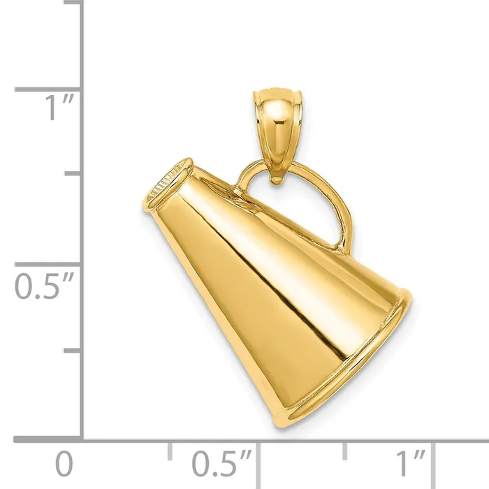 TreasureFineJewelers Charm Necklaces 14k Solid Polished 3D Large Megaphone Charm