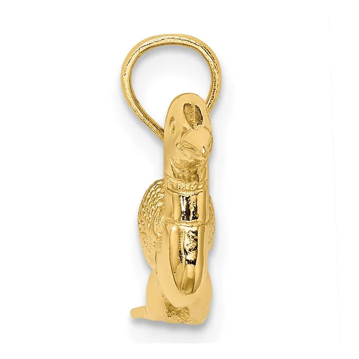 TreasureFineJewelers Charm Necklaces 14k Solid Polished 3Dimensional Mallard Charm
