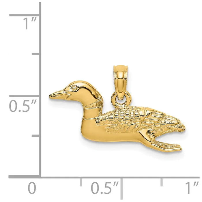 TreasureFineJewelers Charm Necklaces 14k Solid Polished 3Dimensional Mallard Charm