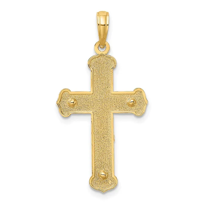 TreasureFineJewelers Charm Necklaces 14K W Rhodium Engraved Crucifix Charm