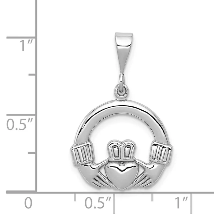 TreasureFineJewelers Charm Necklaces 14k White Gold Claddagh Charm