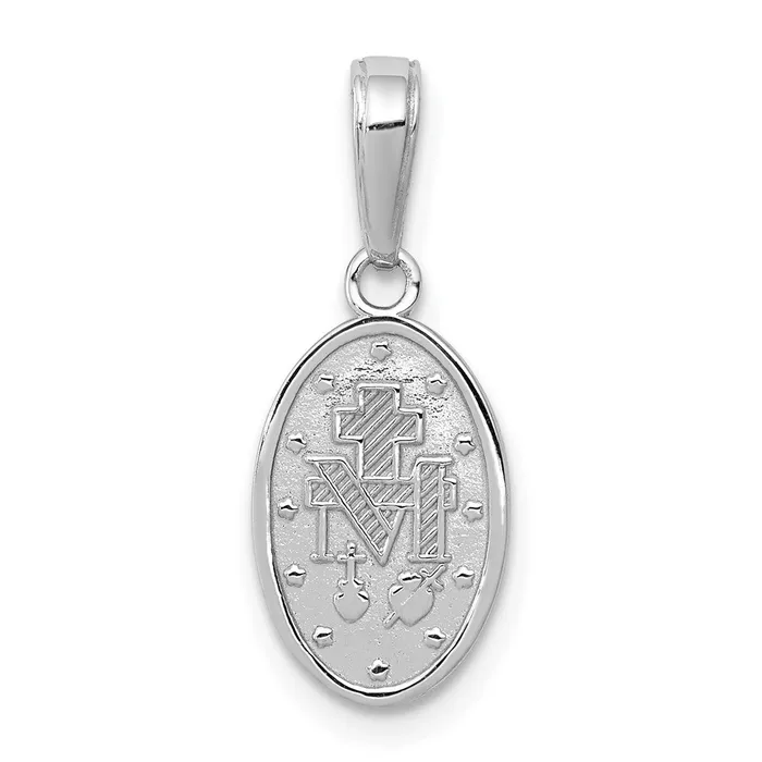 TreasureFineJewelers Charm Necklaces 14k White Gold Miraculous Medal Charm