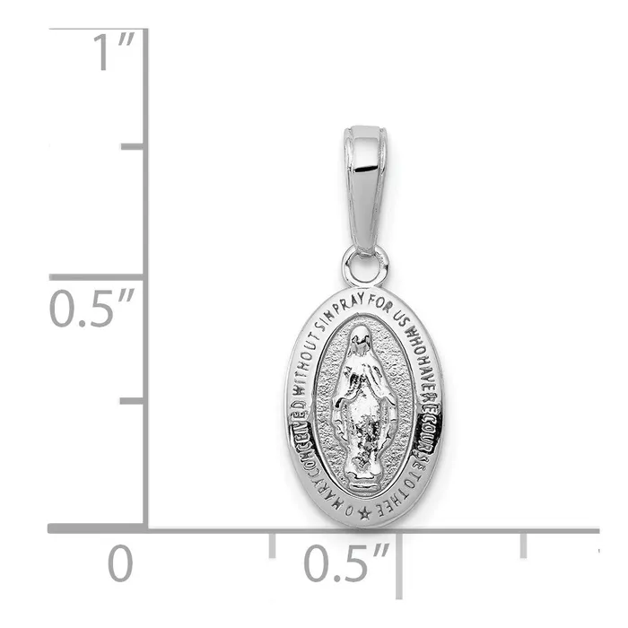 TreasureFineJewelers Charm Necklaces 14k White Gold Miraculous Medal Charm