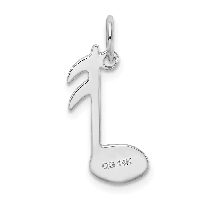 TreasureFineJewelers Charm Necklaces 14k White Gold Polished FlatBacked Musical Note Charm